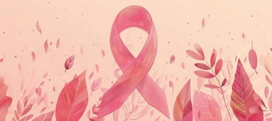 Digital Poster Promoting Breast Cancer Awareness with Pink Ribbon Design for Social Media
