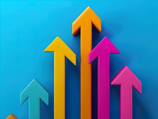 Vibrant Upward Arrows Poster: Energetic Gradient Design in Teal, Gold, Coral, Fuchsia & Lavender - Perfect for Sports Interiors and Motivational Spaces!