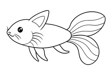 A fish cartoon line art vector illustration logo icons.