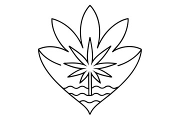 Love and lotus flower line art logo icon vector illustration.