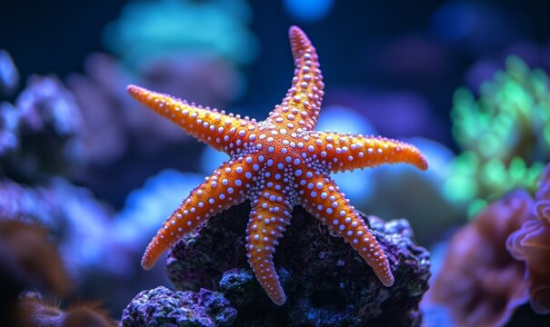 Fromia seastar in coral reef aquarium tank is one of the most amazing living decorations, Generative AI