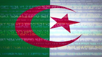 Stock Market Ticker over Algeria Flag - Powered by Adobe
