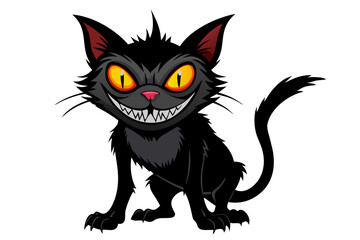 illustration of a horror cat, halloween cat vector,  monster cat, scary cat, demon cat, ugly cat