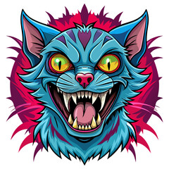 illustration of a horror cat, halloween cat vector,  monster cat, scary cat, demon cat, ugly cat