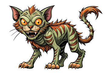 illustration of a horror cat, halloween cat vector,  monster cat, scary cat, demon cat, ugly cat