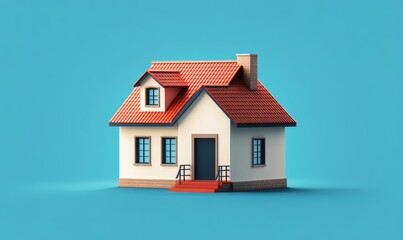 A simple house symbol in cartoon minimal style represents real estate or mortgage concepts in 3D  form, Generative AI