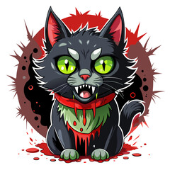 illustration of a horror cat, halloween cat vector,  monster cat, scary cat, demon cat, ugly cat