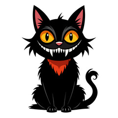 illustration of a horror cat, halloween cat vector,  monster cat, scary cat, demon cat, ugly cat
