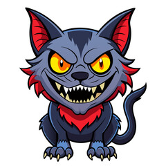 illustration of a horror cat, halloween cat vector,  monster cat, scary cat, demon cat, ugly cat