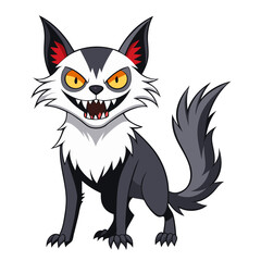 illustration of a horror cat, halloween cat vector,  monster cat, scary cat, demon cat, ugly cat