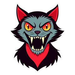 illustration of a horror cat, halloween cat vector,  monster cat, scary cat, demon cat, ugly cat