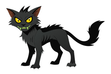 illustration of a horror cat, halloween cat vector,  monster cat, scary cat, demon cat, ugly cat