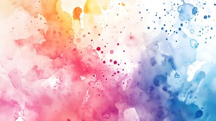 Obraz premium an abstract watercolor painting with a blend of vibrant colors. On the left side, there are shades of red, pink, and orange, which gradually transition into purples and blues towards the right side.