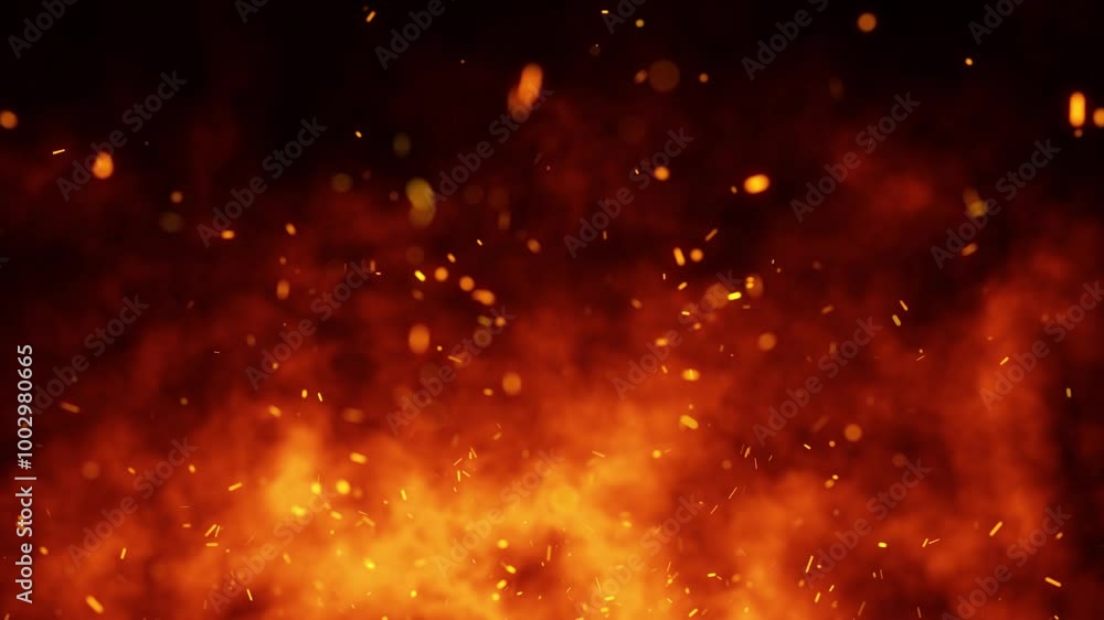 Canvas Prints artistic blurred fire flames with flying sparks animation. seamless looping copy space background.