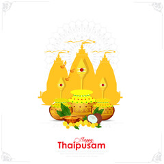 Vector illustration concept of Happy Thaipusam or Thaipoosam greeting with celebrating	