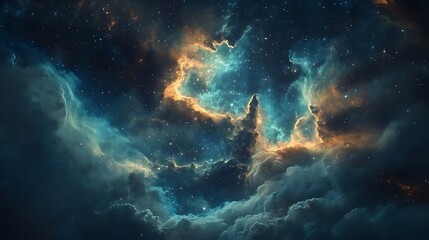 Gorgeous nebula showcasing a kaleidoscope of colors in cosmic space image