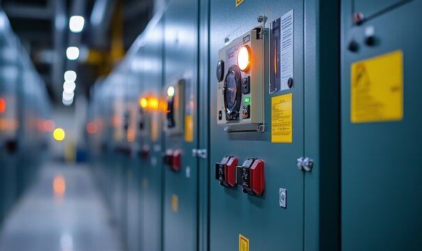 Low voltage switchgear at power plant, Generative AI