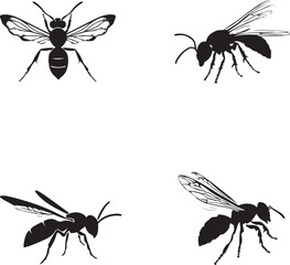 Black Insect vector icons silhouettes