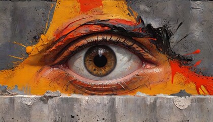 An eye-catching abstract composition featuring a high-contrast background with bold colored concrete streaks that evoke emotions of resilience and transformation, Generative AI