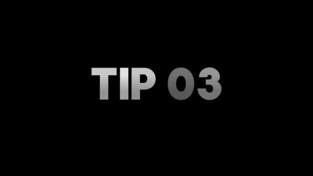 TIP 03 Text Effect Animation on black background, Font animation, text effect animation.