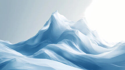 Obraz premium Snow peak abstract, white and icy blue geometric shapes, evoking winter mountain scenery. Tundra Landscape. Illustration