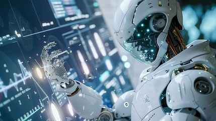 Fototapeta premium Futuristic electronic fired showing that robotics could be used to bring back original