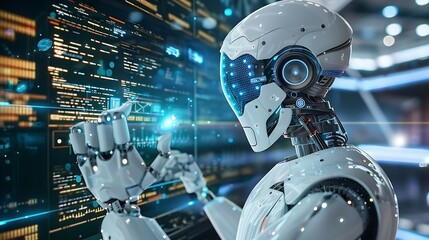 Fototapeta premium Futuristic electronic fired showing that robotics could be used to bring back original