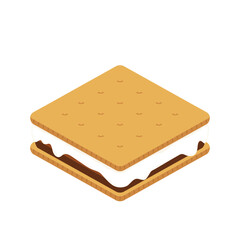 Chocolate bar and graham crackers. S'more graham cracker, chocolate, and marshmallow.