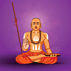 Vector illustration of Happy Madhvacharya Jayanti social media feed template