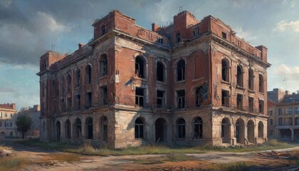 Fototapeta premium An evocative image of an abandoned building being restored, representing the resurrection of history and the power of revitalization, Generative AI