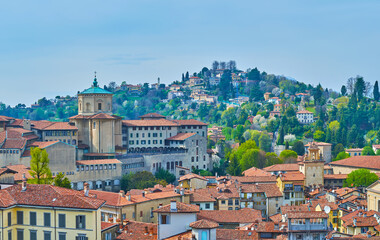 Fototapeta premium The roofs and towers of Bergamo Alta, Italy