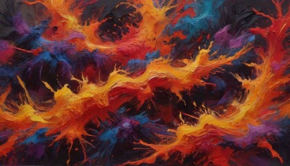 Fototapeta premium A powerful abstract painting filled with bold strokes and fiery colors, embodying the raw intensity and tumultuous nature of anger, Generative AI
