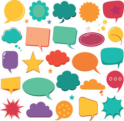 set of colorful speech bubbles