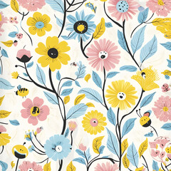 Florals And Botanicals Cartoon Pattern Illustration Background Design