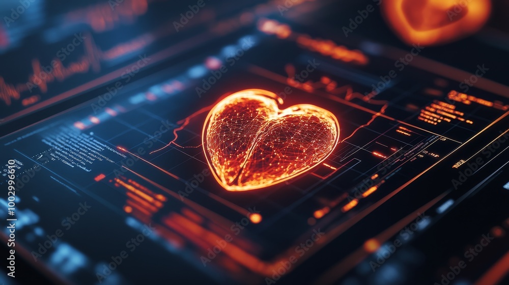 Poster close-up of a heart health chart displayed on a digital device, illustrating important data and tips