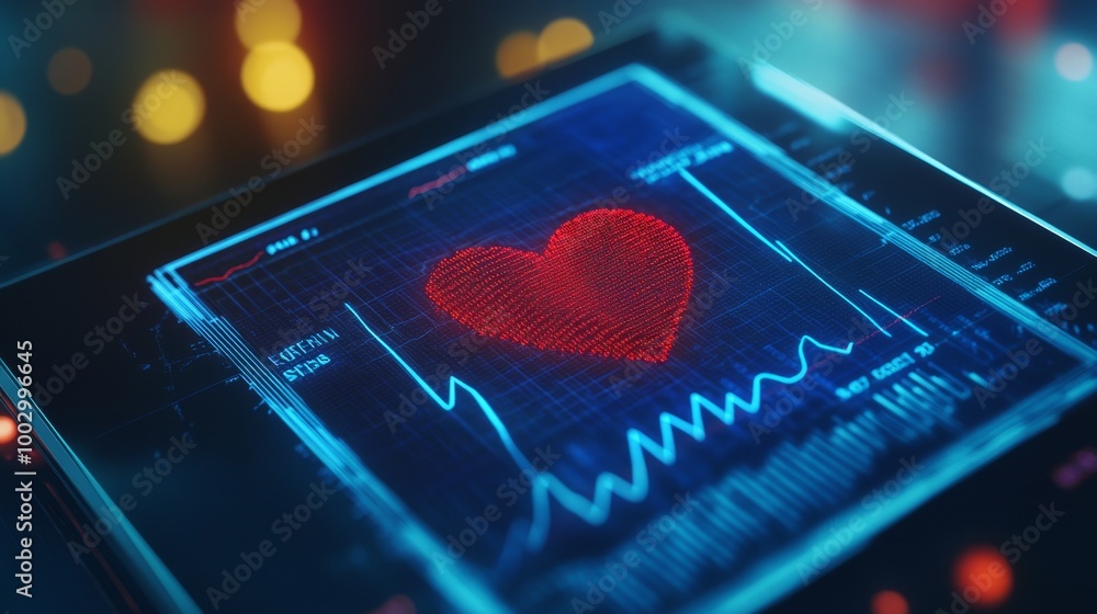 Poster close-up of a heart health chart displayed on a digital device, illustrating important data and tips