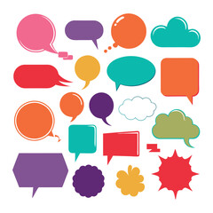 set of colorful speech bubbles