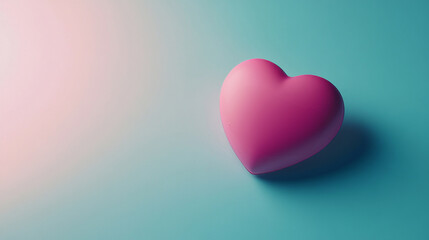 Fototapeta premium Minimalistic heart symbol on a pastel background. Banner with copy space