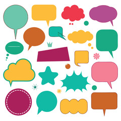 set of colorful speech bubbles