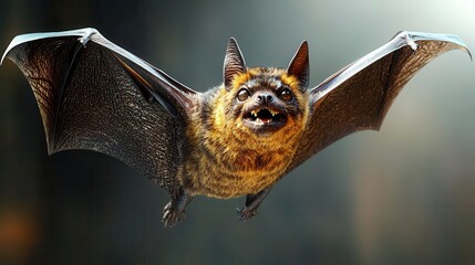 Obraz premium A bat with outstretched wings in mid-flight