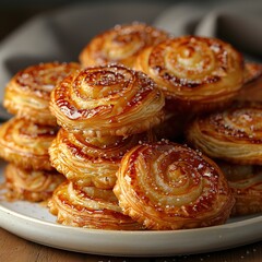 Fototapeta premium Closeup of Delicious Golden Brown Pastries