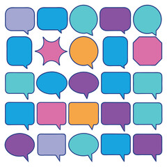 set of colorful speech bubbles