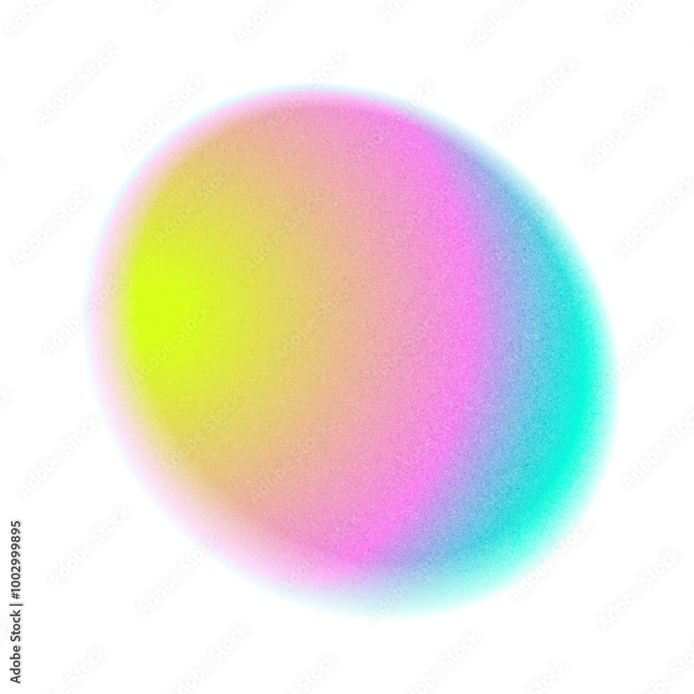 Poster iridescent color circle gradient noise gradation. abstract colorful watercolor blur mesh shape on wh