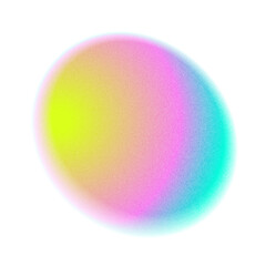 Iridescent color circle gradient noise gradation. Abstract colorful watercolor blur mesh shape on white background. Gradient aura, grain neon blob with noise effect vector illustration.