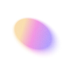 Purple and yellow color circle gradient noise gradation. Abstract violet pink colorful watercolor blur mesh shape on white. Gradient aura, grain neon blob with noise effect. Trendy vector element.