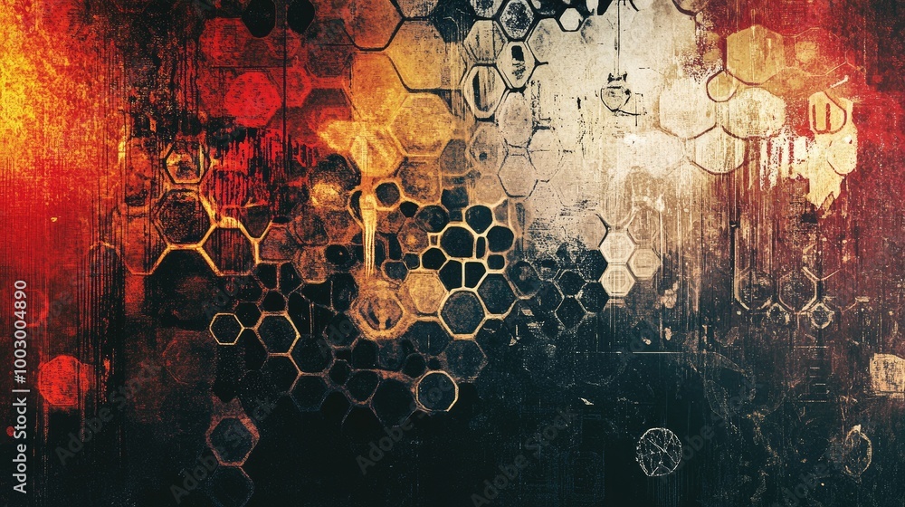 Aufkleber abstract hexagonal pattern with bold color gradient