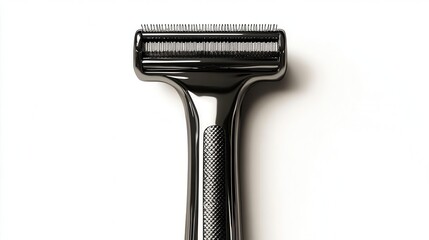 Obraz premium A close-up of a silver razor with a black handle