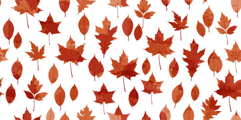 Autumn watercolor leafs vector pattern. Fall leaves seamless print