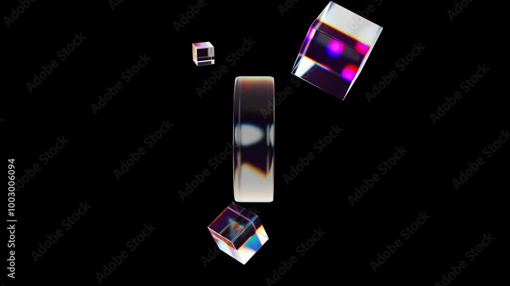 Poster glossy dispersion circle and cubes. computer generated 3d render