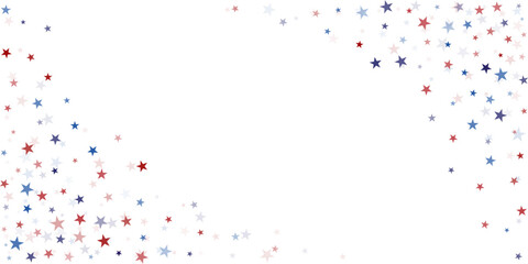 USA flag stars corner background, red and blue stars confetti, starry glitter